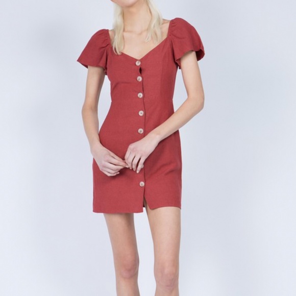 Red button down dress mini cap sleeve - Picture 10 of 10